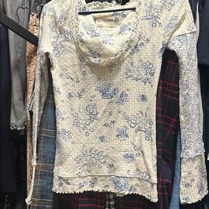 Free People We The Free Floral Printed Long Sleeve Thermal Top XS